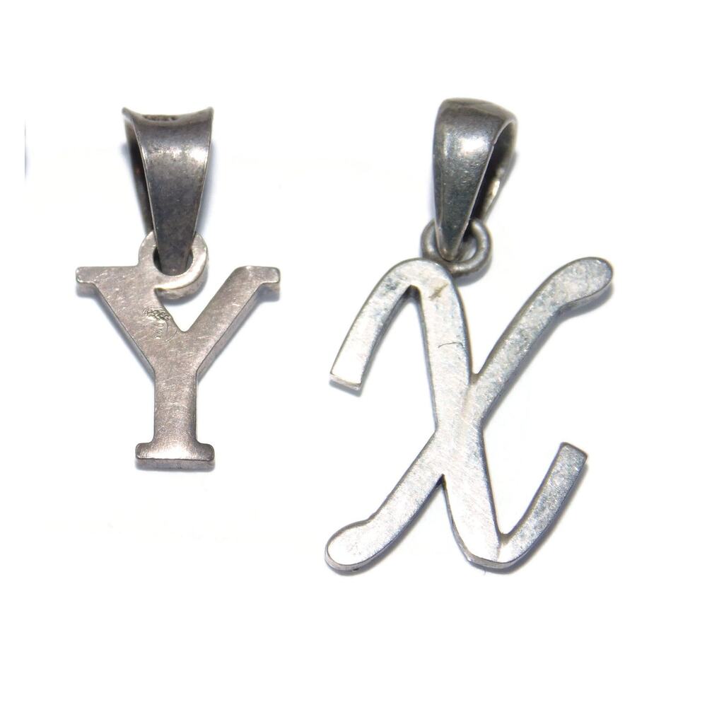 Vintage Sterling Silver Initial Pendant: Letter X or Y Charm